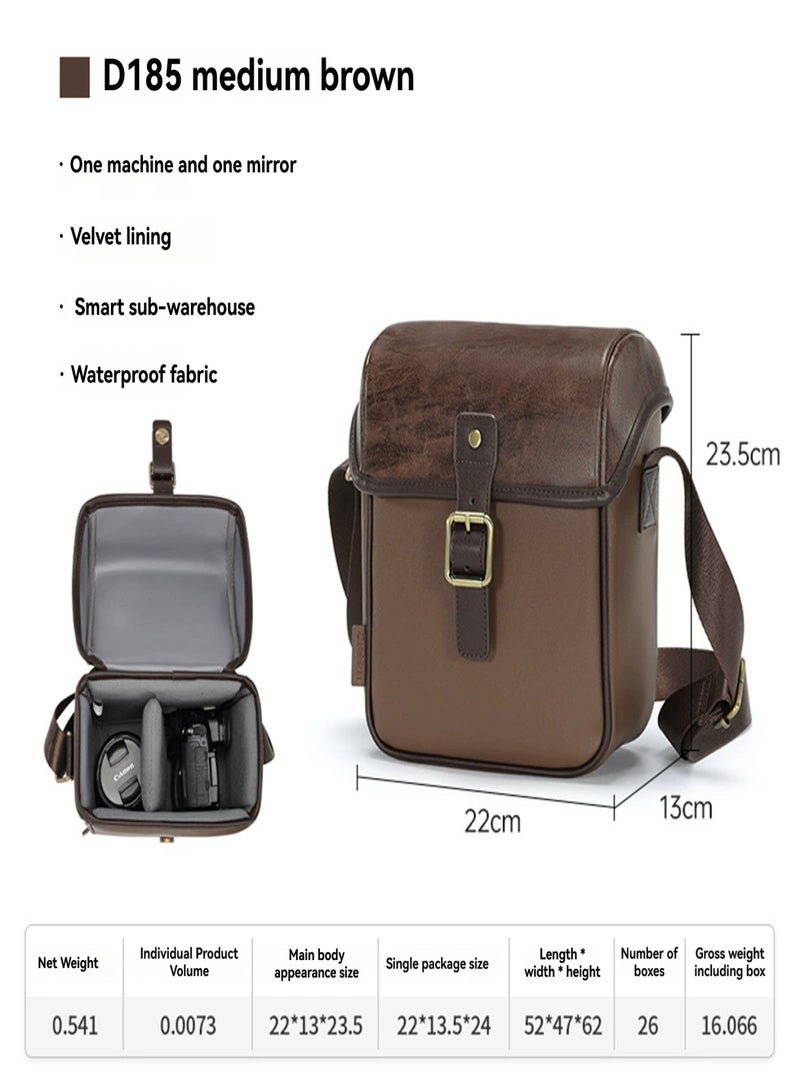 كواتكون حقيبة كاميرا CWATCUN D185 أحادية الكتف، حقيبة كاميرا كلاسيكية أوروبية وأمريكية، حقيبة تخزين مقاومة للماء من البولي يوريثان للكاميرات عديمة المرآة وكاميرات DSLR - Image 2